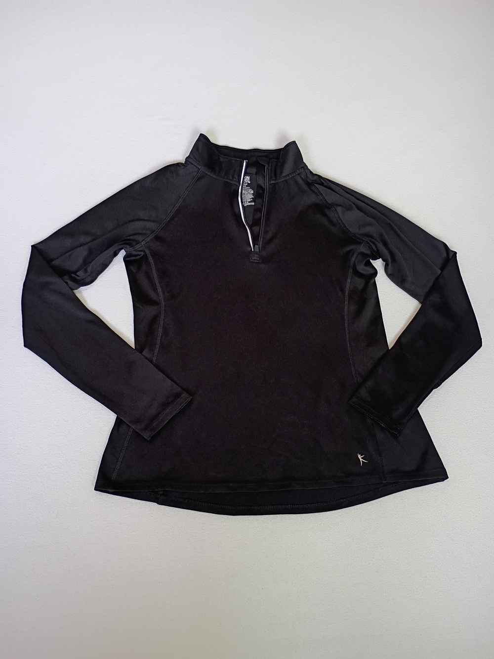 Danskin Now Size S Black 1/4 Zip Long Sleeve Athletic Top Neutral Lightweight